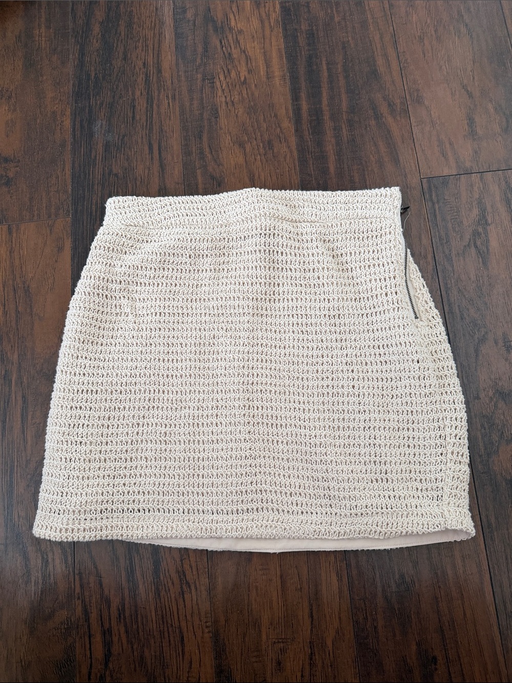 Aqua Cream Crochet Mini Skirt